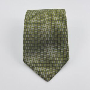 Brooks Brothers Tie Mens OS Green Geometric Silk Woven In Italy Makers